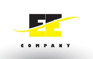 EE E E Black and Yellow Letter Logo with Swoosh. vector