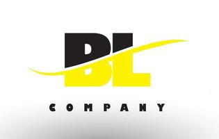 BL B L Black and Yellow Letter Logo with Swoosh. vector