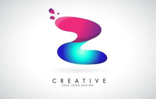 Blue and Pink creative letter Z Logo Design with Dots. Friendly Corporate Entertainment, Media, Technology, Digital Business vector design with drops.