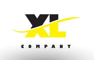 XL X L Black and Yellow Letter Logo with Swoosh. vector