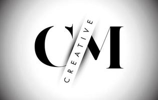CM C M Letter Logo with Creative Shadow Cut and Overlayered Text Design. vector