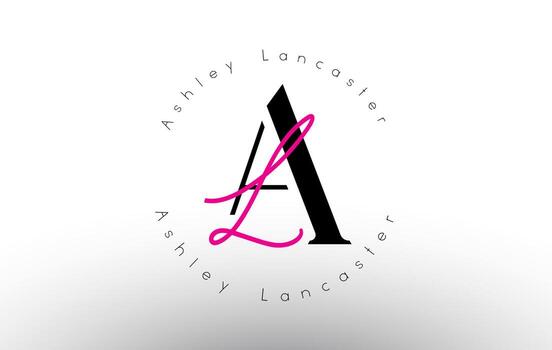 Letra al logotipo de vector de monograma minimalista de firma. icono de al simple con patrón de nombre circular.