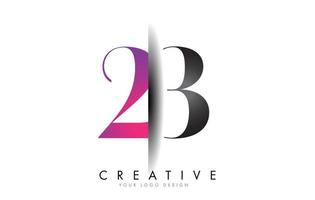 23 2 3 Grey and Pink Number Logo with Creative Shadow Cut Vector. vector