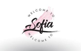 Sofia Welcome to Text with Watercolor Pink Brush Stroke vector