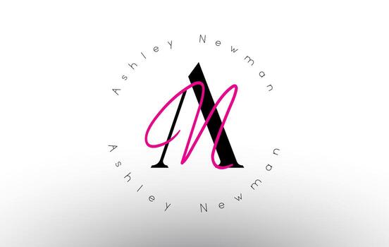 Letra un logotipo de vector de monograma minimalista de firma. simple un icono con patrón de nombre circular.