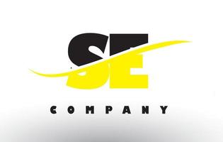 SE S E Black and Yellow Letter Logo with Swoosh. vector