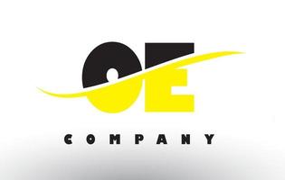 oe oe logo de letra negro y amarillo con swoosh. vector