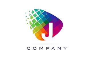 Letter J Colourful Rainbow Logo Design. vector