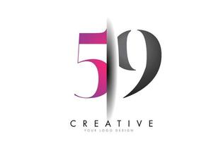 59 5 9 Grey and Pink Number Logo with Creative Shadow Cut Vector. vector