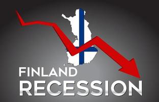Mapa del concepto creativo de la crisis económica de la recesión de Finlandia con la flecha del desplome económico. vector