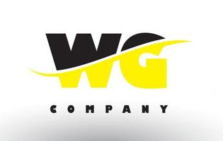 wg wg logo de letra negra y amarilla con swoosh. vector