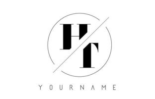 HT Letter Logo with Cutted and Intersected Design vector