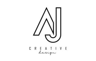 Outline AJ letters logo with a minimalist design. Geometric letter logo. vector