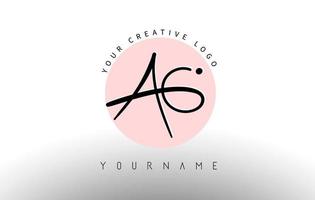 Handwritten Letters AG a g Logo with rounded lettering and pink circle background design. vector