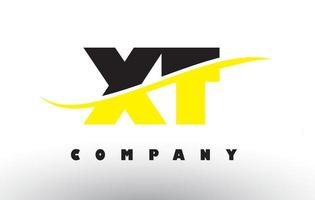 XT X T Black and Yellow Letter Logo with Swoosh. vector