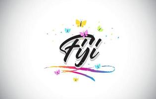 Fiji Handwritten Vector Word Text with Butterflies and Colorful Swoosh.