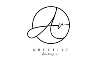 Handwriting letters AR A R logo design with simple circle vector illustration.