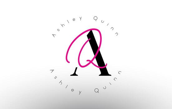 logotipo de vector de monograma minimalista de firma de letra aq. icono de aq simple con patrón de nombre circular.