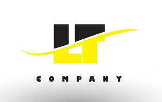 Lt lt logo de letra negro y amarillo con swoosh. vector