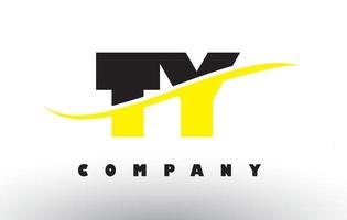 TY T Y Black and Yellow Letter Logo with Swoosh. vector