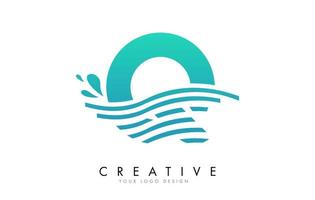 Q Letter Logo with Waves and Water Drops Design. vector