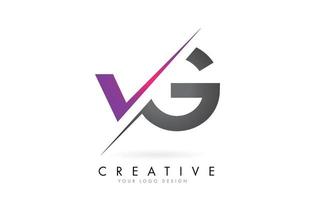 Logotipo de letra vg vg con diseño de bloques de color y corte creativo. vector