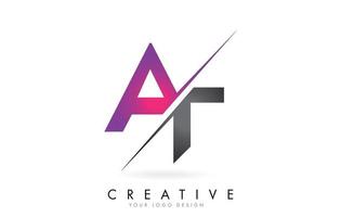 at at letter logo con diseño de bloques de color y corte creativo. vector