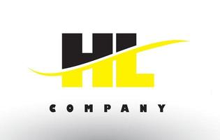 Logotipo de letra hl hl negro y amarillo con swoosh. vector