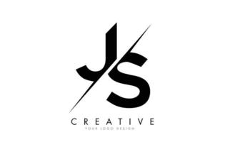 JS J S Letter Logo Design with a Creative Cut. vector