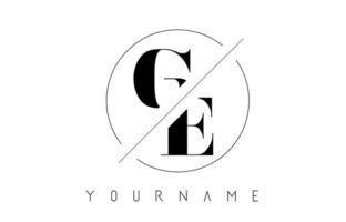 logotipo de letra ge con diseño cortado e intersectado vector