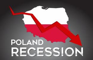 Map of Poland Recession Economic Crisis Creative Concept with Economic Crash Arrow. vector