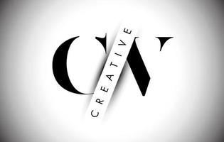 Logotipo de letra cv cv con corte de sombra creativo y diseño de texto superpuesto. vector
