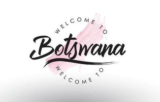 botswana bienvenido al texto con pincelada rosa acuarela vector