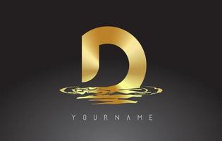 D Letter Logo Design with Water Effect Vector Illustration.