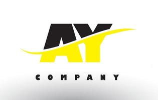 AY A Y Black and Yellow Letter Logo with Swoosh. vector