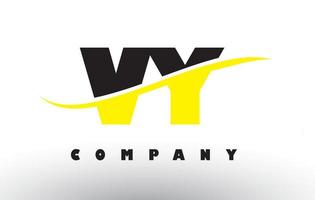 VY V Y Black and Yellow Letter Logo with Swoosh. vector