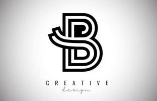 B Letter Logo Monogram Vector Design. Creative B Letter Icon with Black Lines
