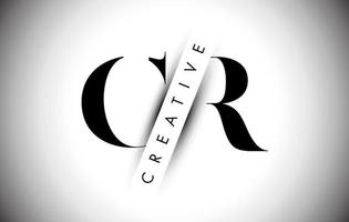 CR C R Letter Logo with Creative Shadow Cut and Overlayered Text Design. vector