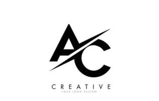 Diseño de logotipo ac ac letter con un corte creativo. vector