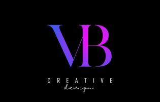 Colorido rosa y azul vb vb letras diseño logo concepto de logotipo con fuente serif y estilo elegante ilustración vectorial. vector