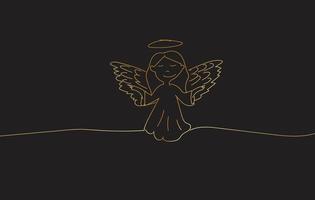 dibujo boceto de un diseño de vector de ángel dorado.