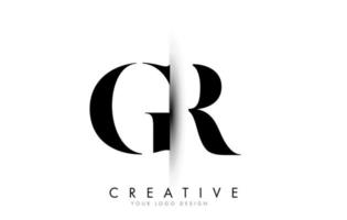 GR G R Letter Logo with Creative Shadow Cut Design. vector