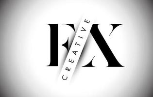 FX F X Letter Logo with Creative Shadow Cut and Over layered Text Design. vector