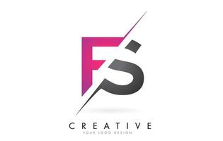 Logotipo de letra fs fs con diseño de bloques de color y corte creativo. vector