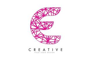 Sketched stylized Letter E with different Pink Lines Pattern Design. vector