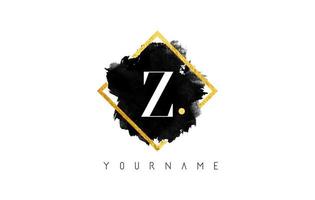 Z Letter Logo Design with Black Stroke and Golden Frame. vector