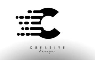 Geometric and dynamic letter C logo design with movement effect. vector