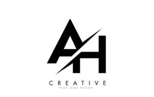 AH A H Letter Logo Design with a Creative Cut. vector