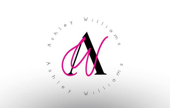 Letra w firma logo de vector de monograma minimalista. icono de aw simple con patrón de nombre circular.