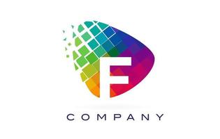 Letra f diseño de logotipo de arco iris colorido. vector